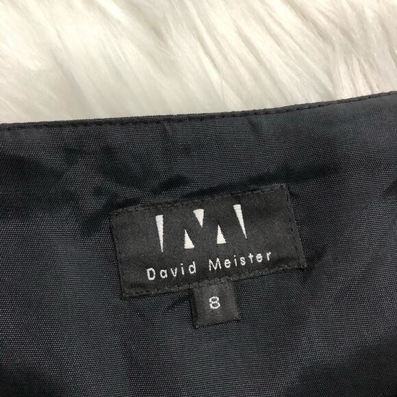 David Meister Silk Pencil Skirt Train Peplum Back Size 8 Fully Lined Black - Picture 3 of 9